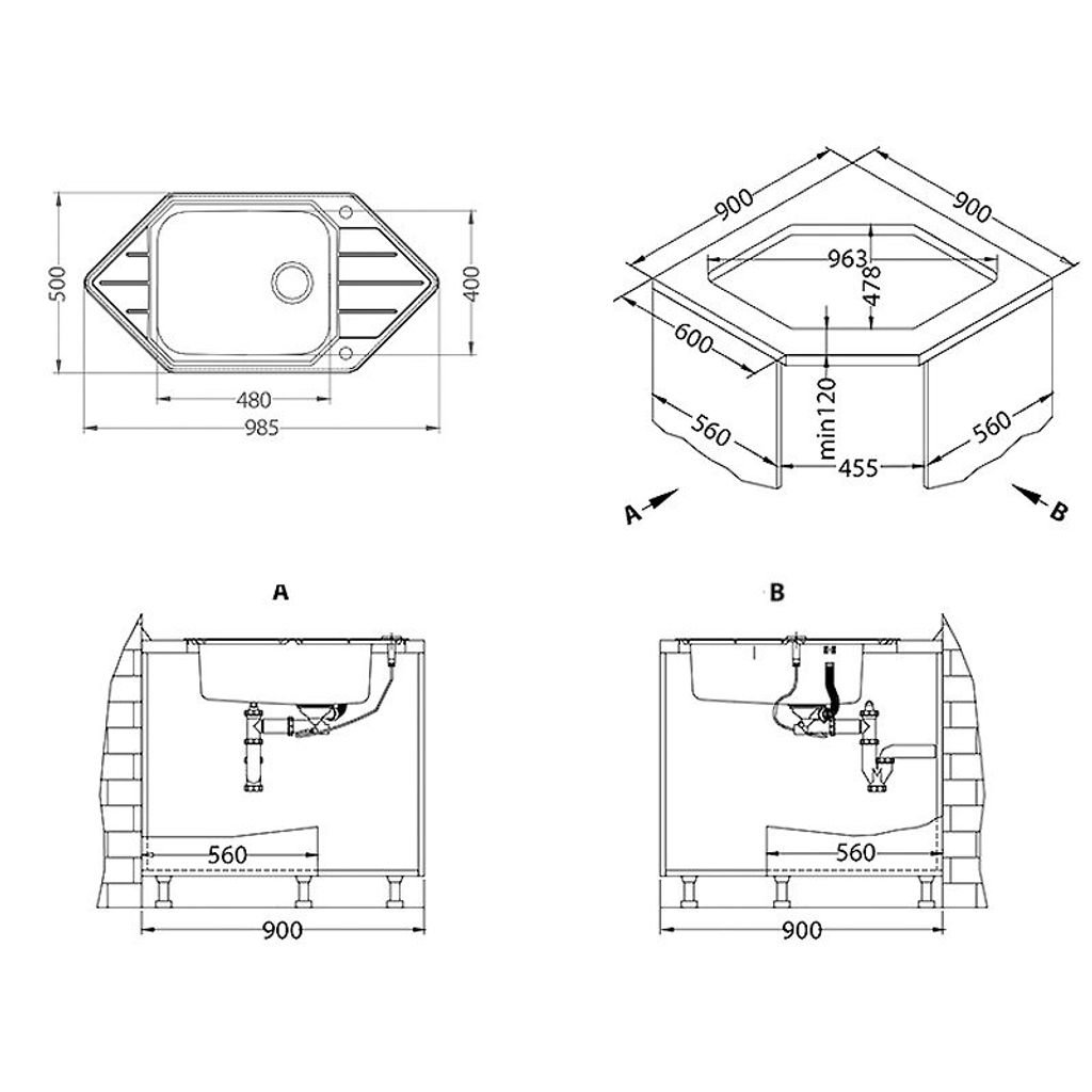 ALVEUS jednostruki sudoper sa ocjeđivačem Praktik 130 –inox satin (1122594)