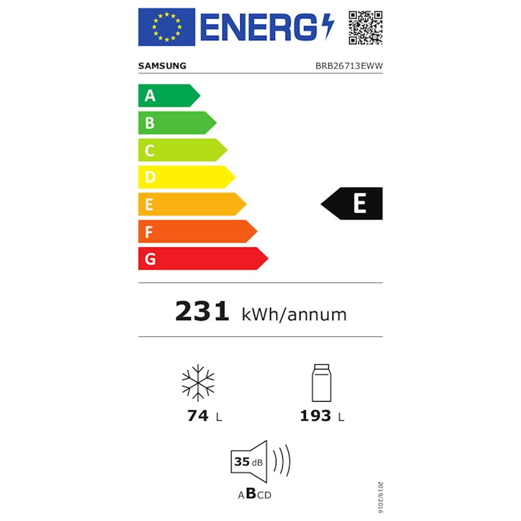 SAMSUNG ugradbeni hladnjak  BRB26713EWW/EF, E, No Frost, hlađenje metala