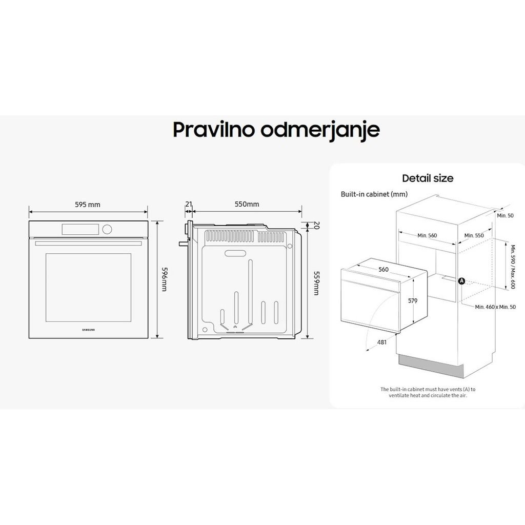 SAMSUNG Ugradbena pećnica NV7B4430ZAB/U3, dvostruko kuhanje