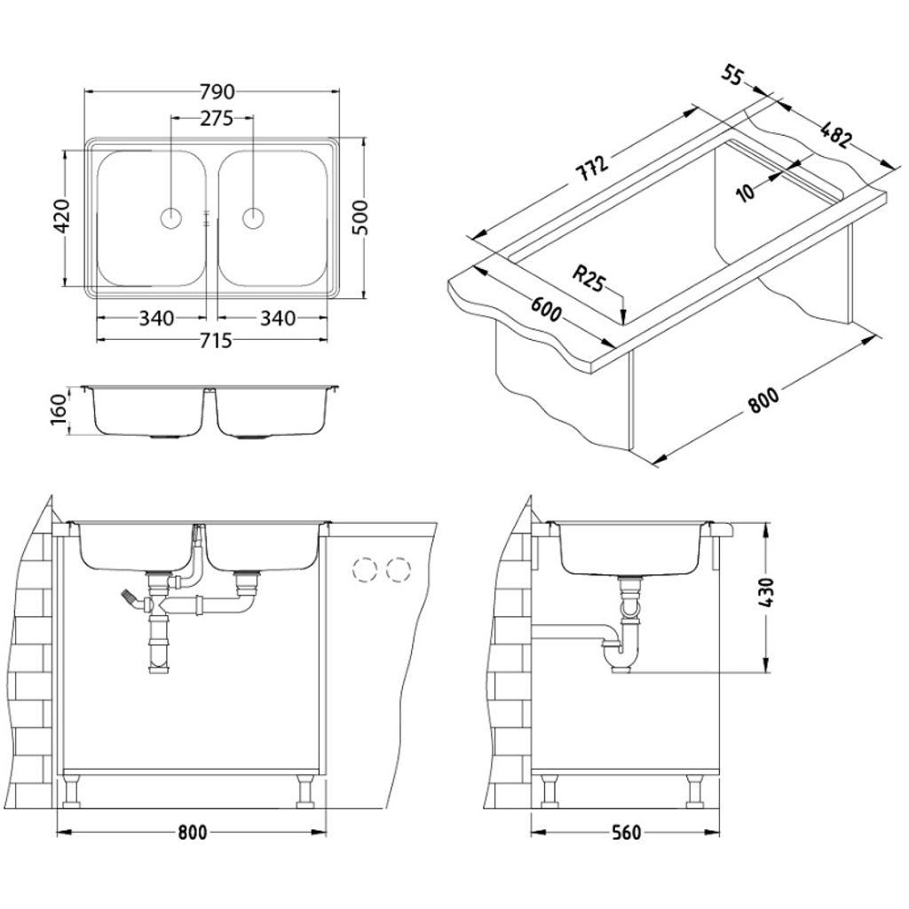 ALVEUS dvostruki sudoper Line 90 fi 90 – inox satin (1066751)