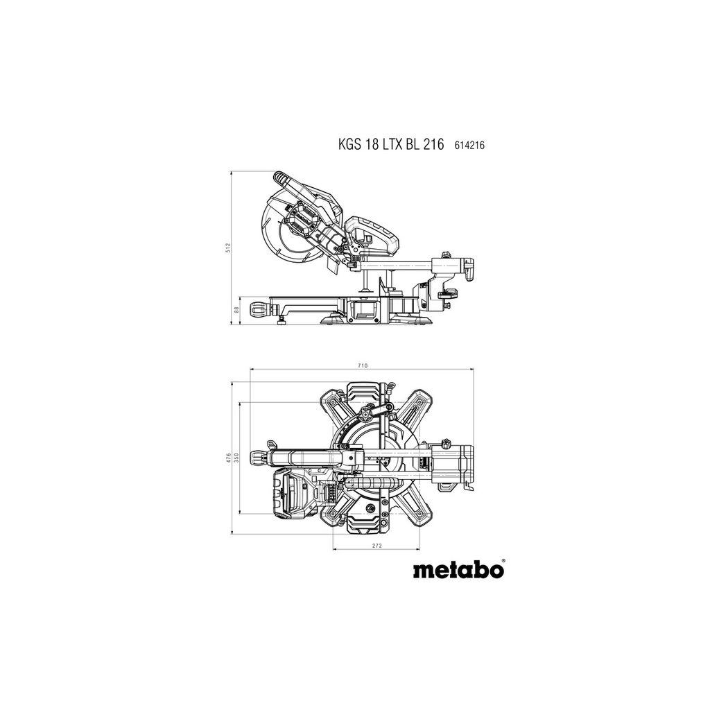 METABO akumulatorska preklopna pila KGS 18 LTX BL 216+akumulatorska baterija + uvlačivi punjač (614216920)