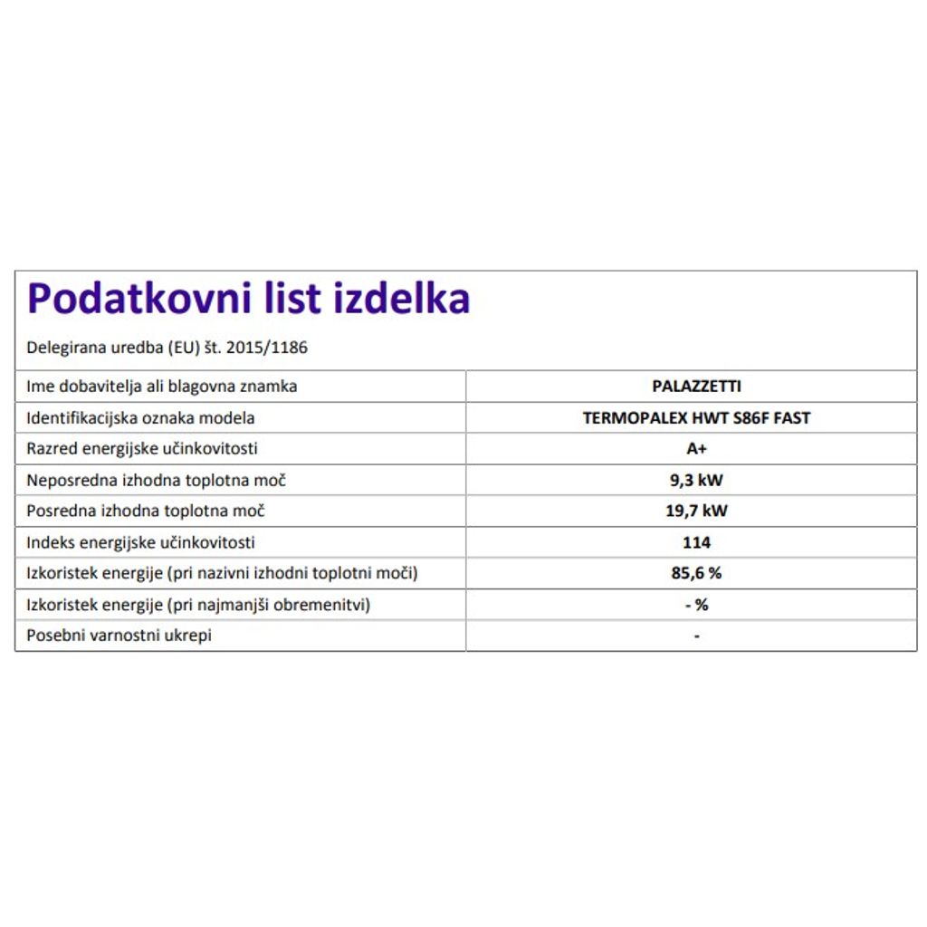 PALAZZETTI termo kamin na drva Thermopalex HWT S86 Front FAST - lijeva verzija