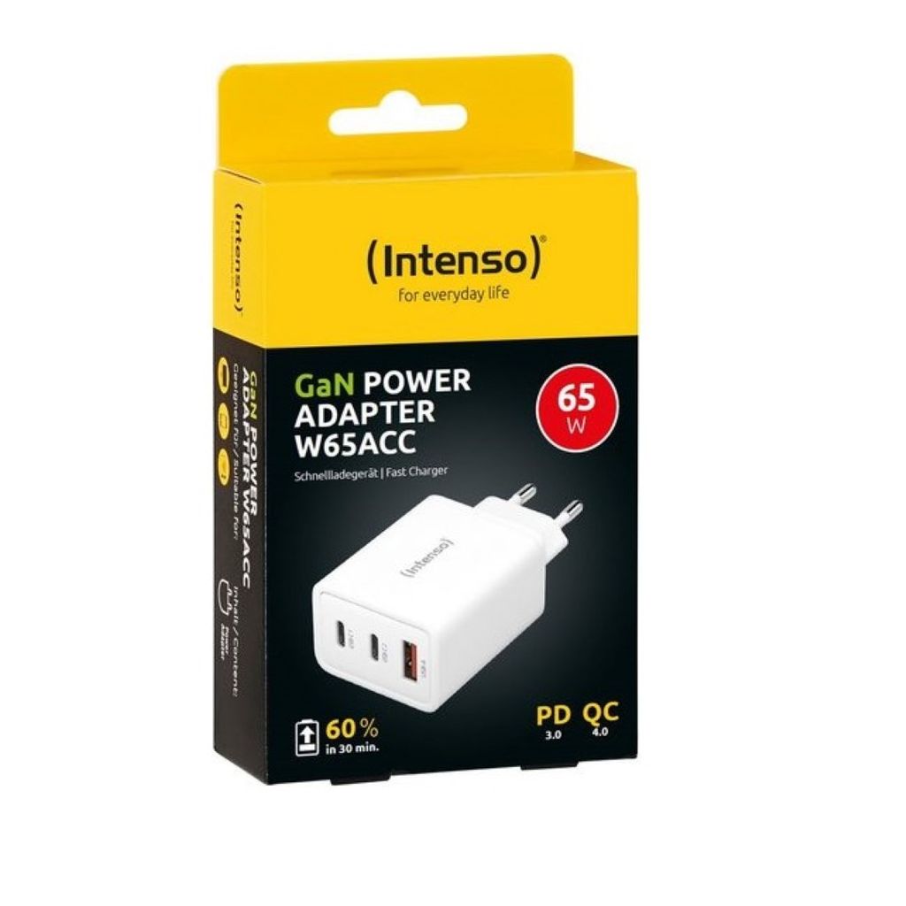 INTENSO 65W GaN napajanje s 2xUSB-C i 1xUSB-A konektorom W65ACC 