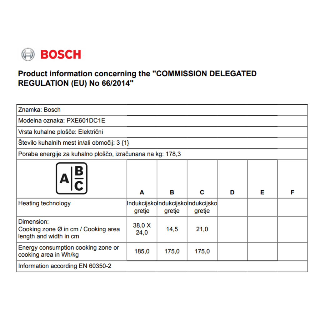 BOSCH indukcijska ploča za kuhanje PXE601DC1E