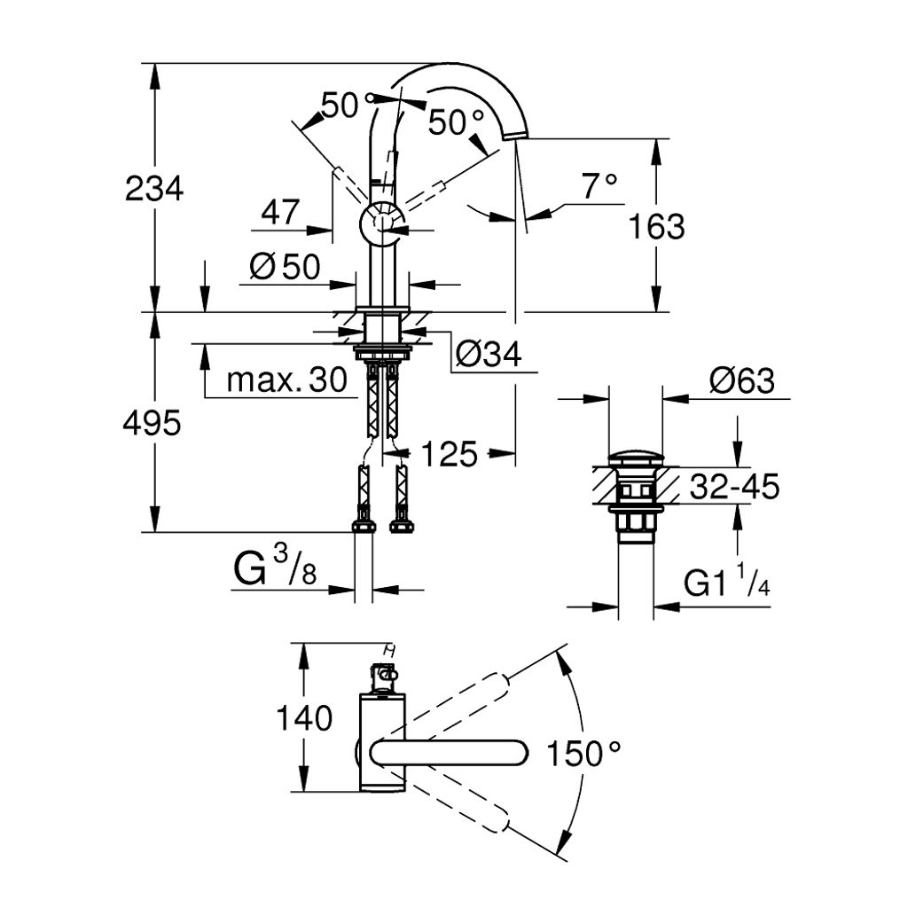 GROHE armatura s jednom ručkom za umivaonik Atrio (32043003) - krom