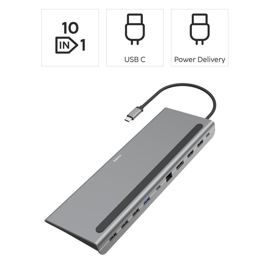 HAMA USB-C priključna stanica, "Connect2Office Pro", 10 konektora