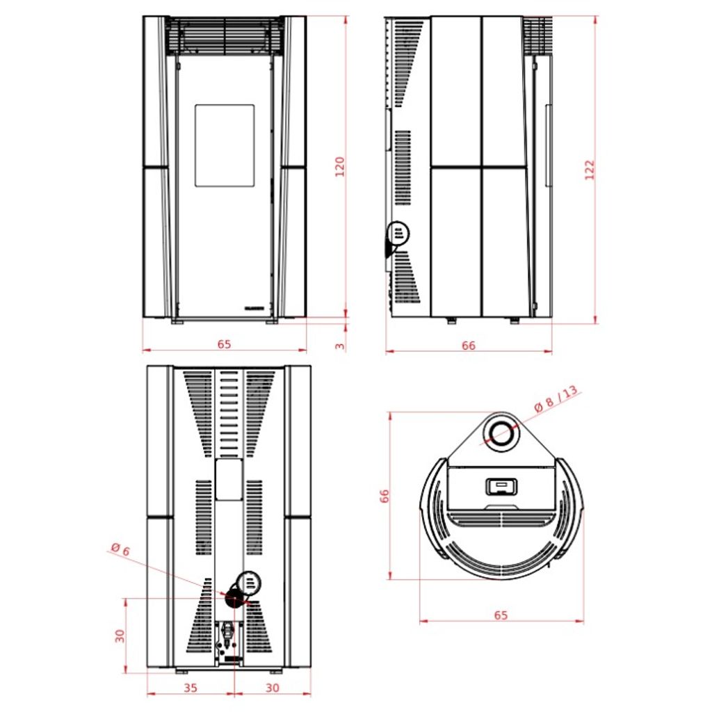 PALAZZETTI peć na pelete Lilibet TC US Pro2 12 kW - bijela