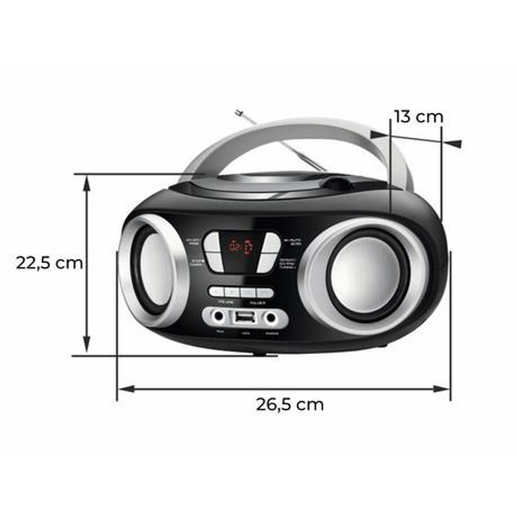 MANTA MM9310BT CHILLI radio prijemnik, FM radio, Bluetooth 5.1, žičani / bežični rad, LCD zaslon, gumbi za upravljanje, ručka za nošenje, USB / AUX / Audio-in, crno srebrna