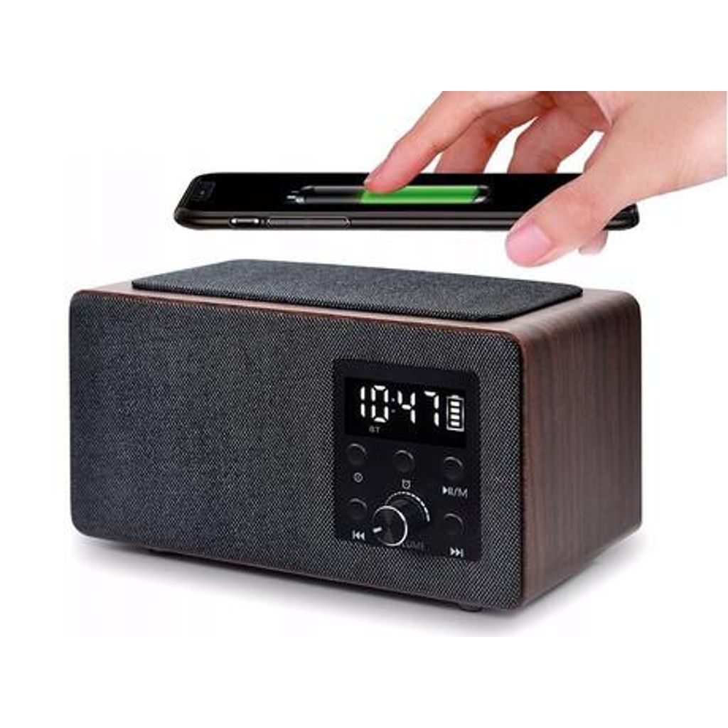 MANTA RDI910 WC radio prijemnik / sat / budilica, FM radio, Bluetooth 5.0, punjiva baterija, Qi bežični punjač, ​​microSD / AUX