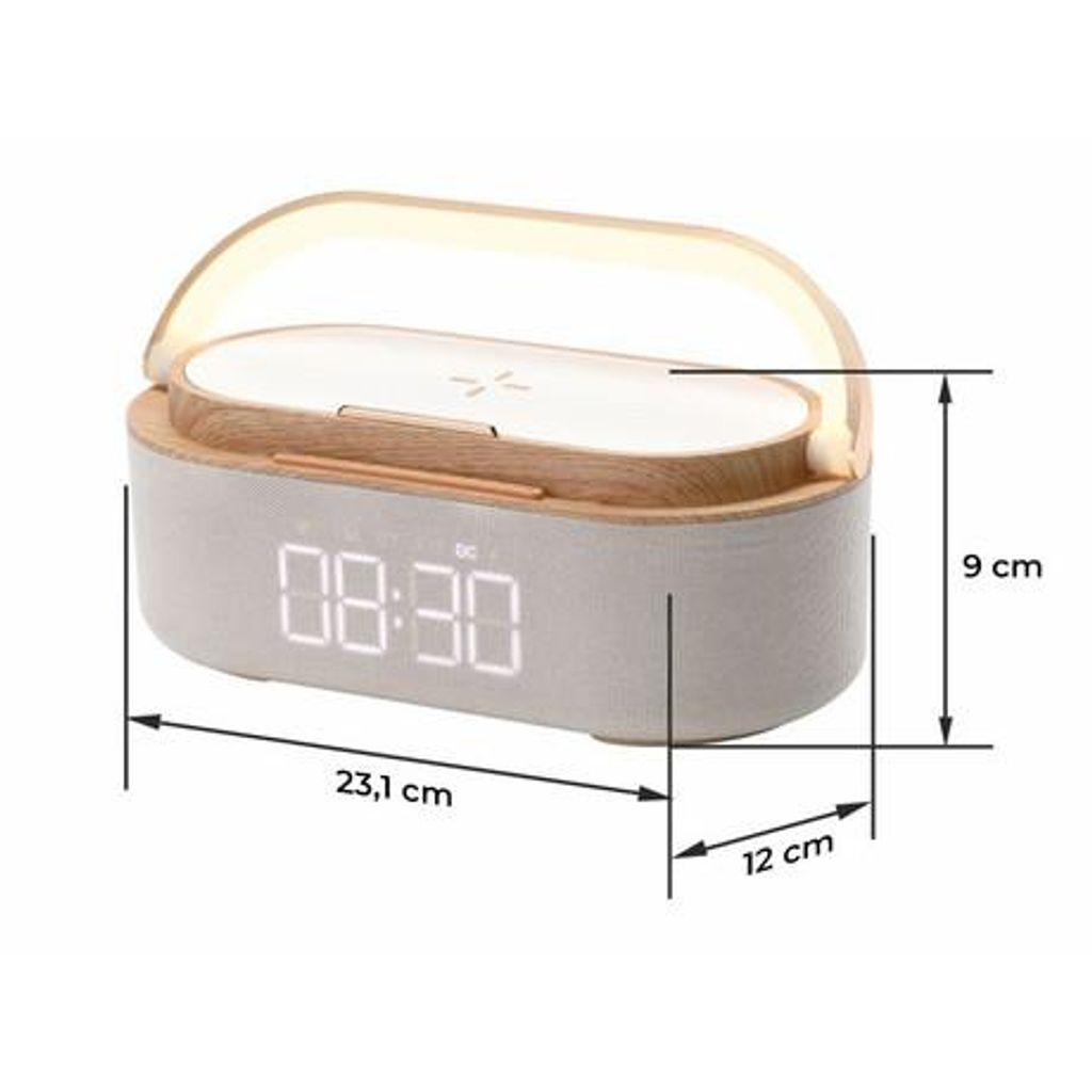 MANTA RDI920 VERONA radio prijemnik / sat / budilica / bežični punjač, ​​5 u 1, FM Radio, Bluetooth 5.0, punjiva baterija, LED svjetlo, USB Type-C, bijela (Linen White)