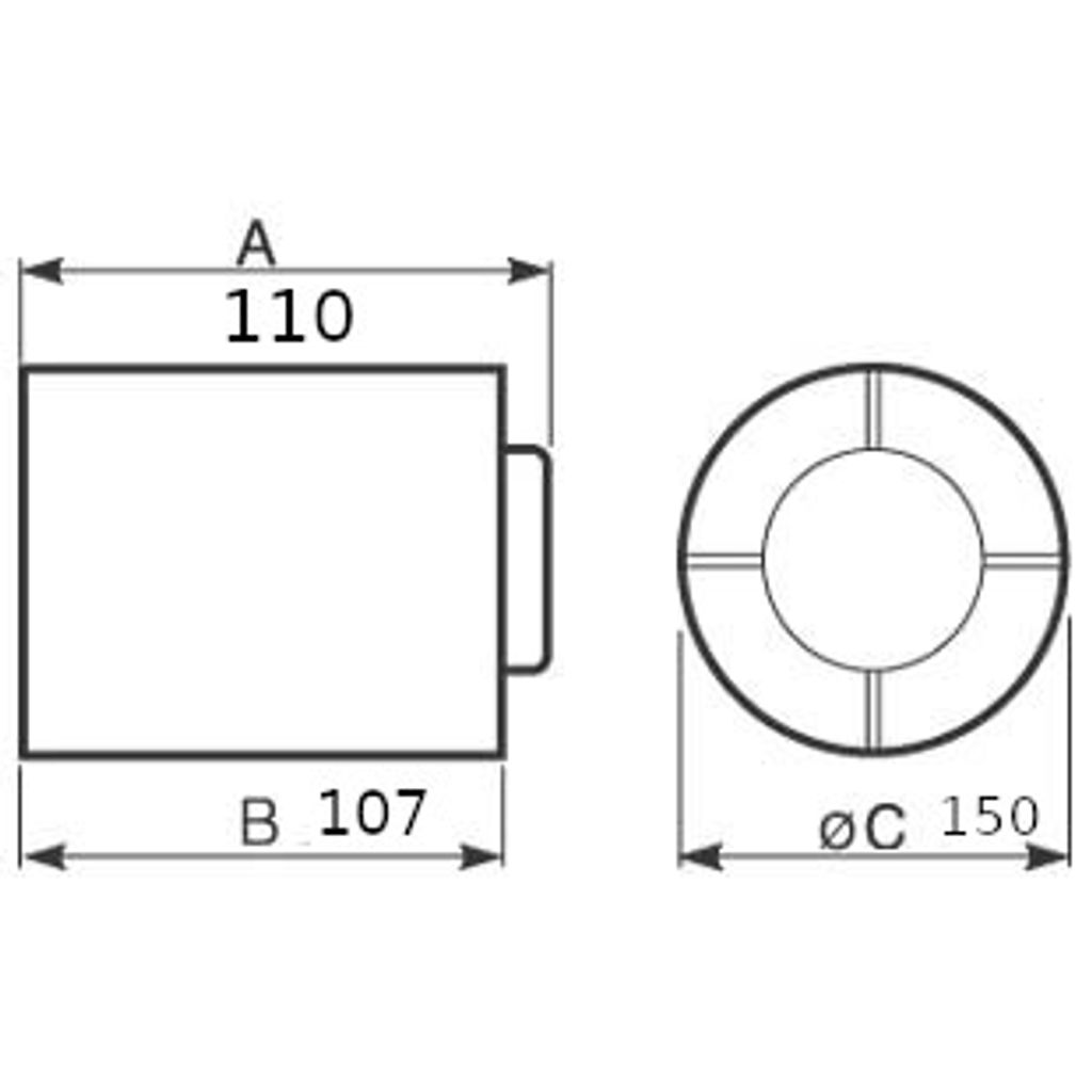 Vortice kupaonski aksijalni cijevni ventilator PUNTO GHOST MG 150/6 LL  (11104)