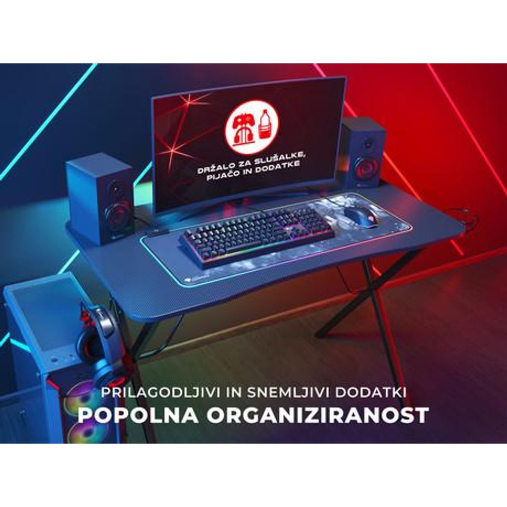 GENESIS Professional GAMING stol HOLM 200 RGB, LED RGB rasvjeta, USB 3.0 razdjelnik