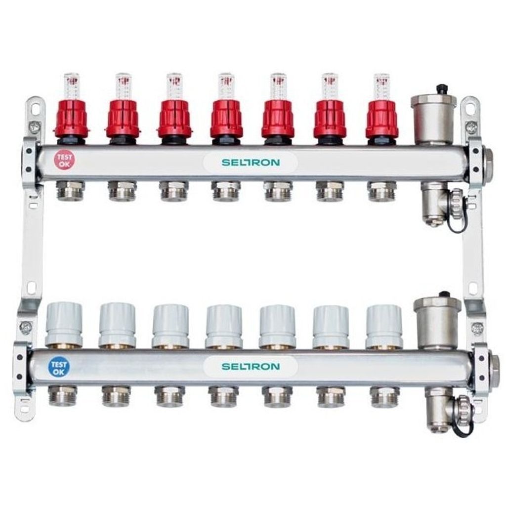 SELTRON razdjelnik podnog grijanja od nehrđajućeg čelika TOP 9 (9 grana)
