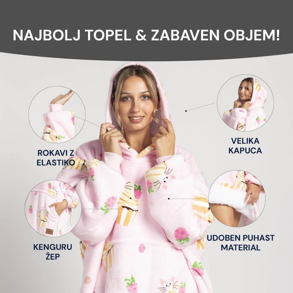 SVILANIT Hoodie deka Svilanit, cupcake + Poklon: Čarape