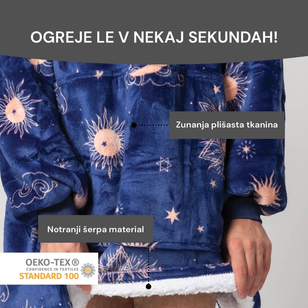 SVILANIT Hoodie deka Svilanit, plavi svemir + Poklon: Čarape