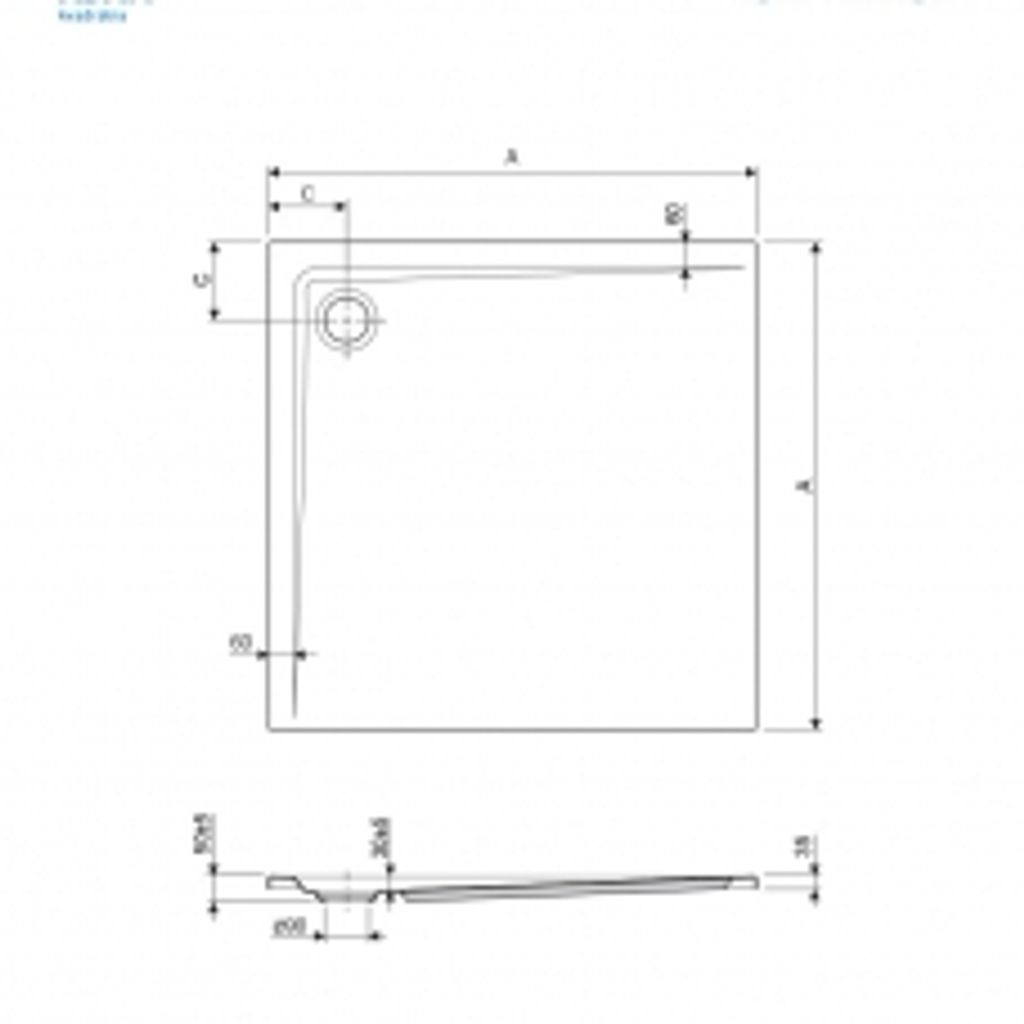 ARMAL kvadratna tuš kada Adam 90x90x14 cm s oblogom bez sifona