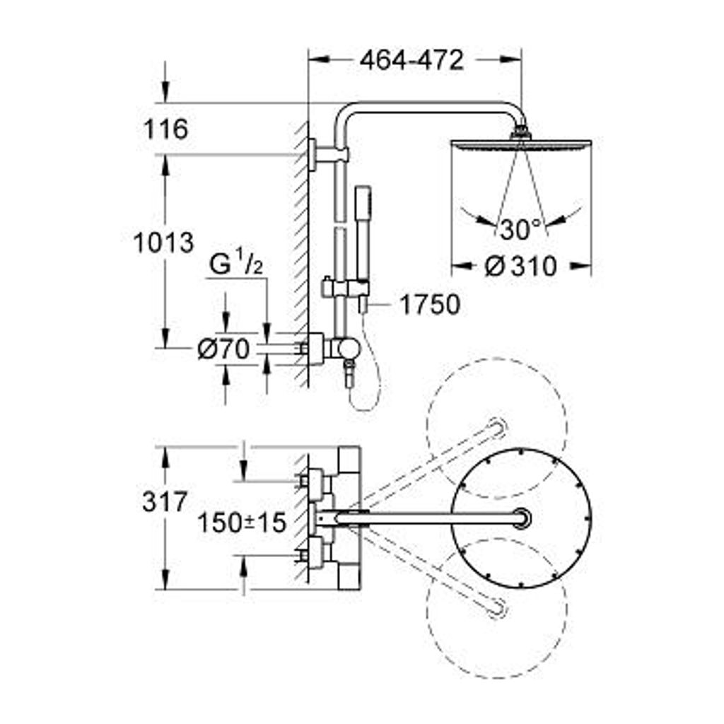 GROHE komplet za tuš RAINSHOWER System 310 (27966000)