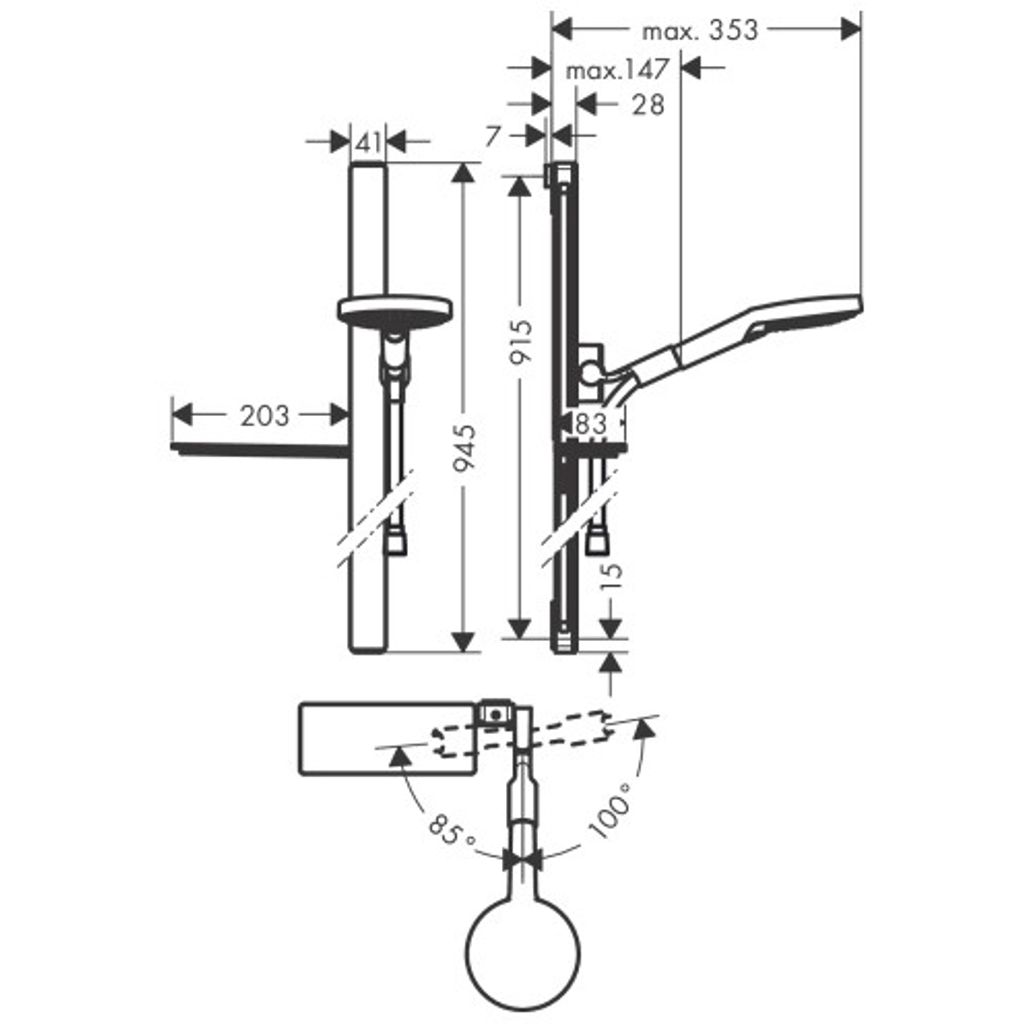 HANSGROHE tuš set Raindance Select S 120 3jet; Bijelo-krom (27648400)