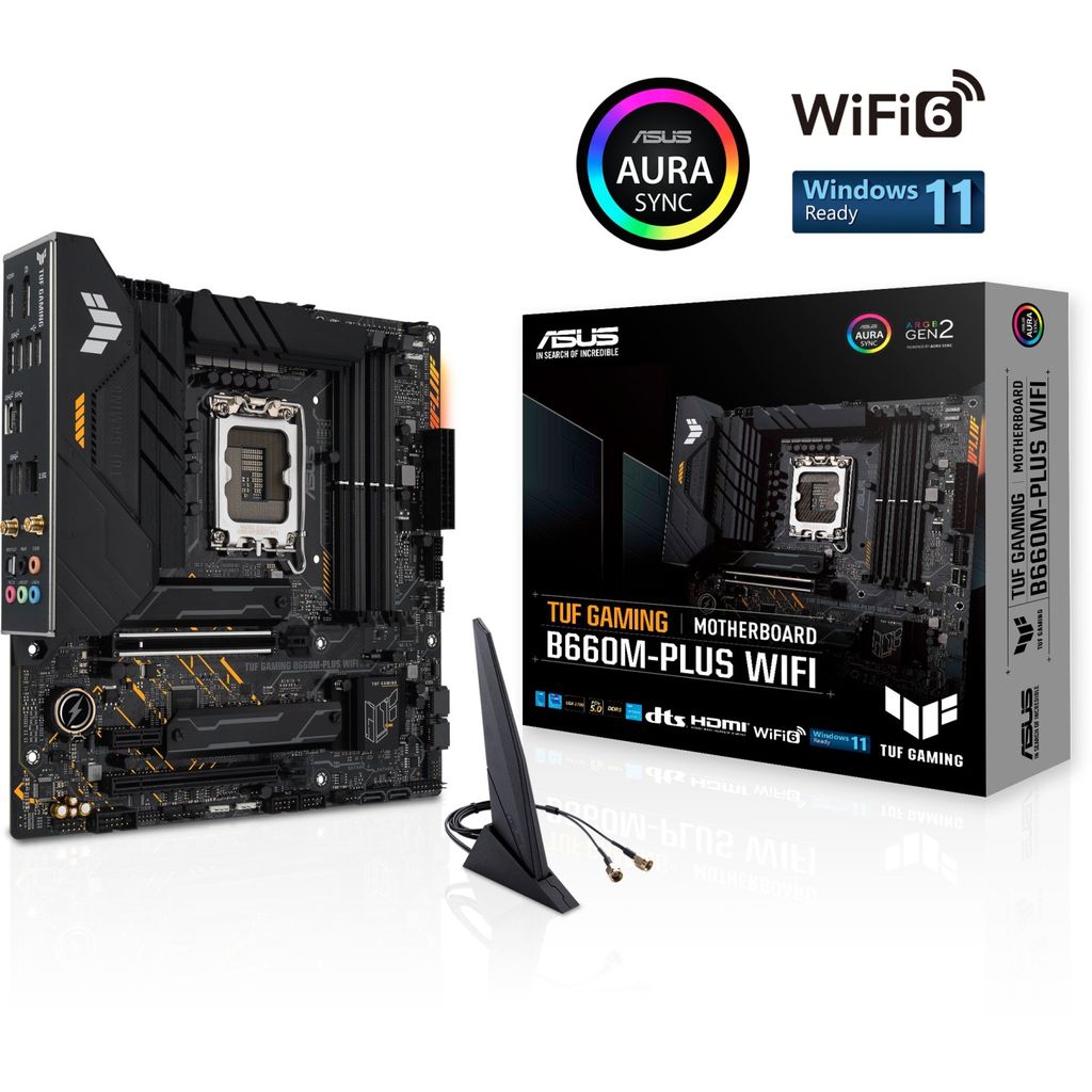 Asus osnovna ploča Tuf GAMING B660M-PLUS WIFI, DDR5, SATA3, USB3.2Gen2x2, DP, WiFi, LGA1700 MATX