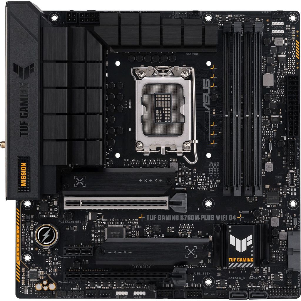 ASUS matična ploča TUF GAMING B760M-PLUS WIFI D4, DDR4, SATA3, USB3.2Gen2x2, DP, LGA1700 mATX