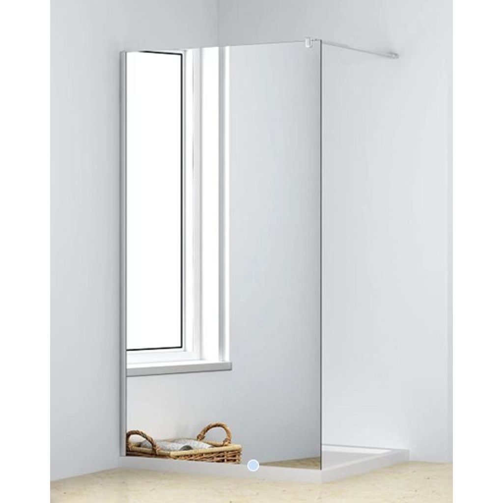 ARMAL fiksna tuš stjena MIRROR EFFECT 90X200 krom profil, prozirno staklo 8mm, poprečni nosač