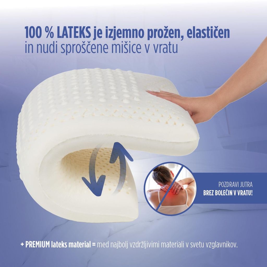 VITAPUR Latex Classic jastuk, 65x40, bež