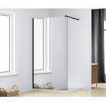 ARMAL fiksna tuš stjena MIRROR EFFECT 100X200 crni mat profil, prozirno staklo 8mm, poprečni nosač